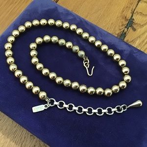 Monet Vintage Gold Tone Bead Necklace 15” Adjustable